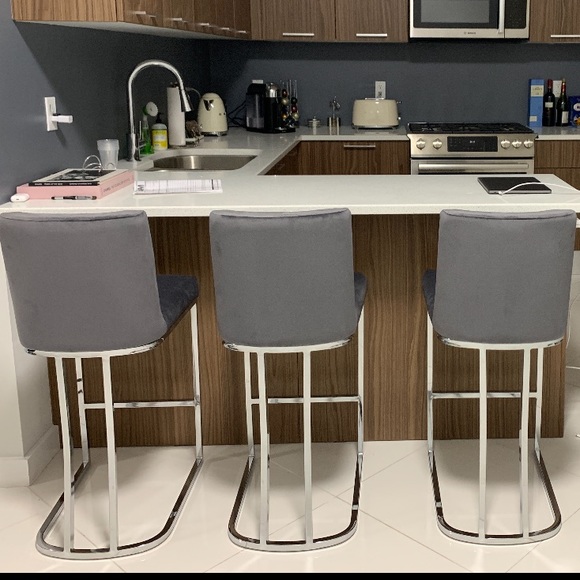 MERIDIAN - Heidi Velvet Bar Stool - All 3 for 300 - Picture 5 of 7